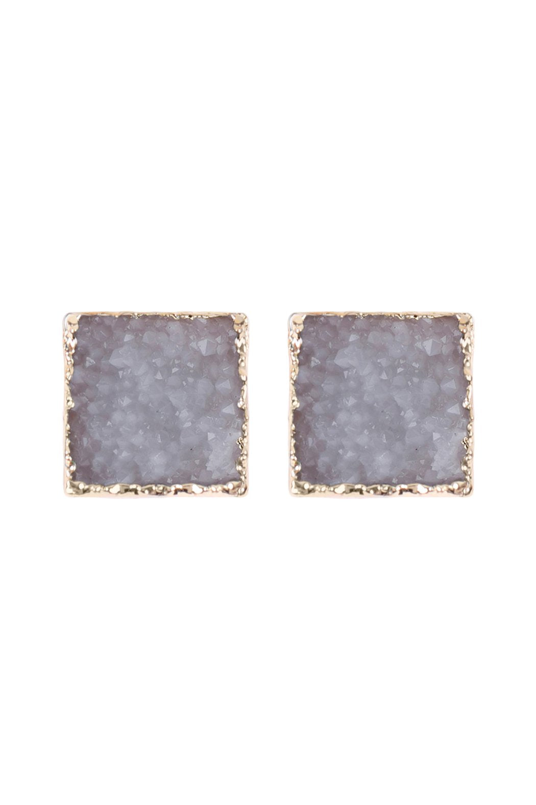 Square Druzy Stone Stud Earrings - 12 COLORS -