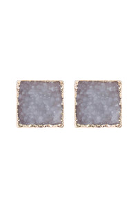 Thumbnail for Square Druzy Stone Stud Earrings - 12 COLORS -