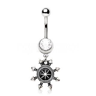 Spiked Nautical Compass Dangle Navel ear Ring -