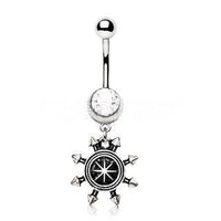 Thumbnail for Spiked Nautical Compass Dangle Navel ear Ring -