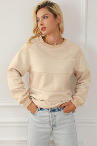 Thumbnail for Striped Round Neck Long Sleeve Sweatshirt - K - 1 COLOR -