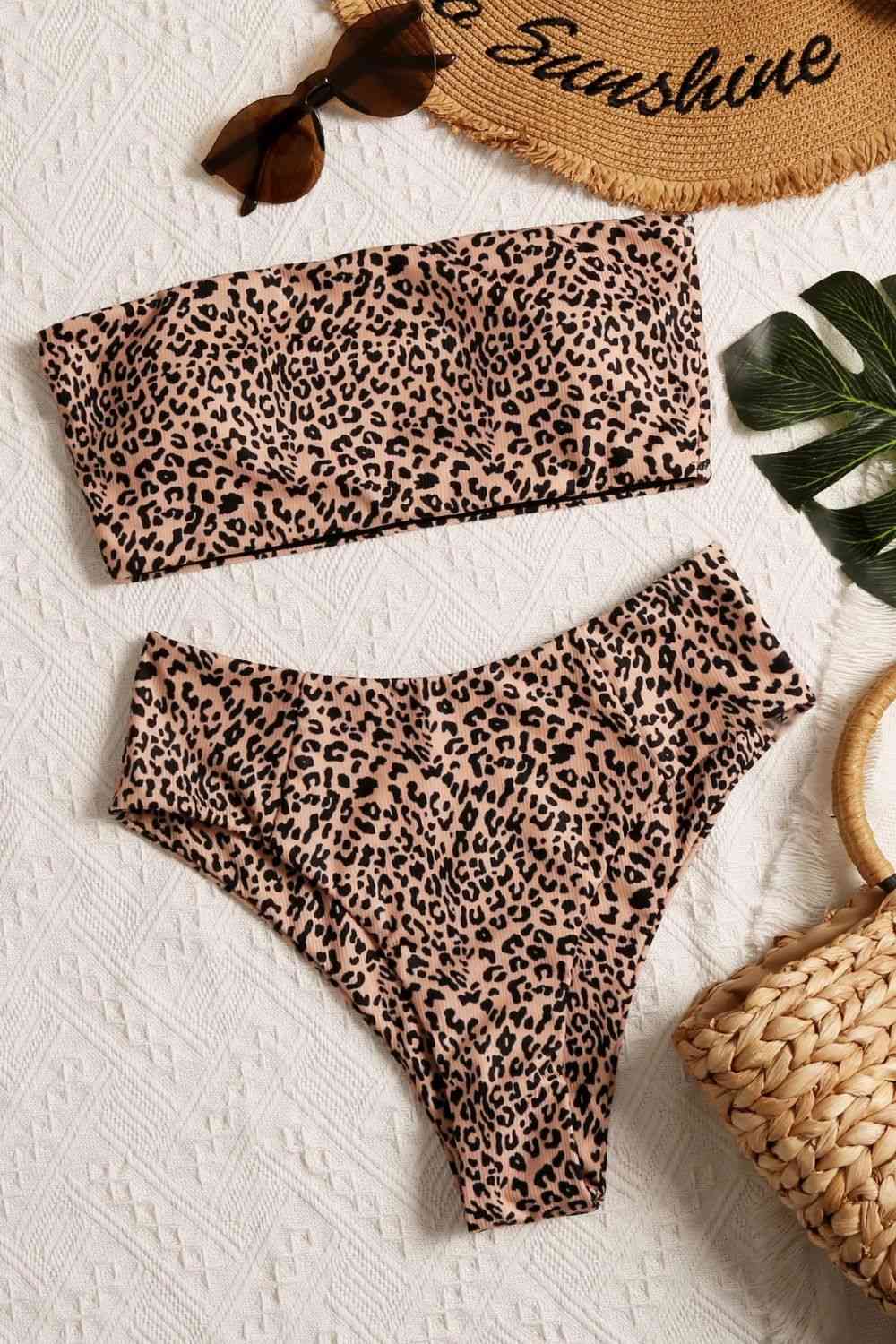 Leopard Swim Tube Top and Swim Bottoms Set - T - 1 COLOR -