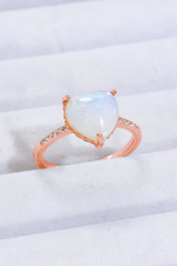 Thumbnail for Heart-Shaped Natural Moonstone Ring - T - SIZES 6 THRU 9 - 2 FINISHES -