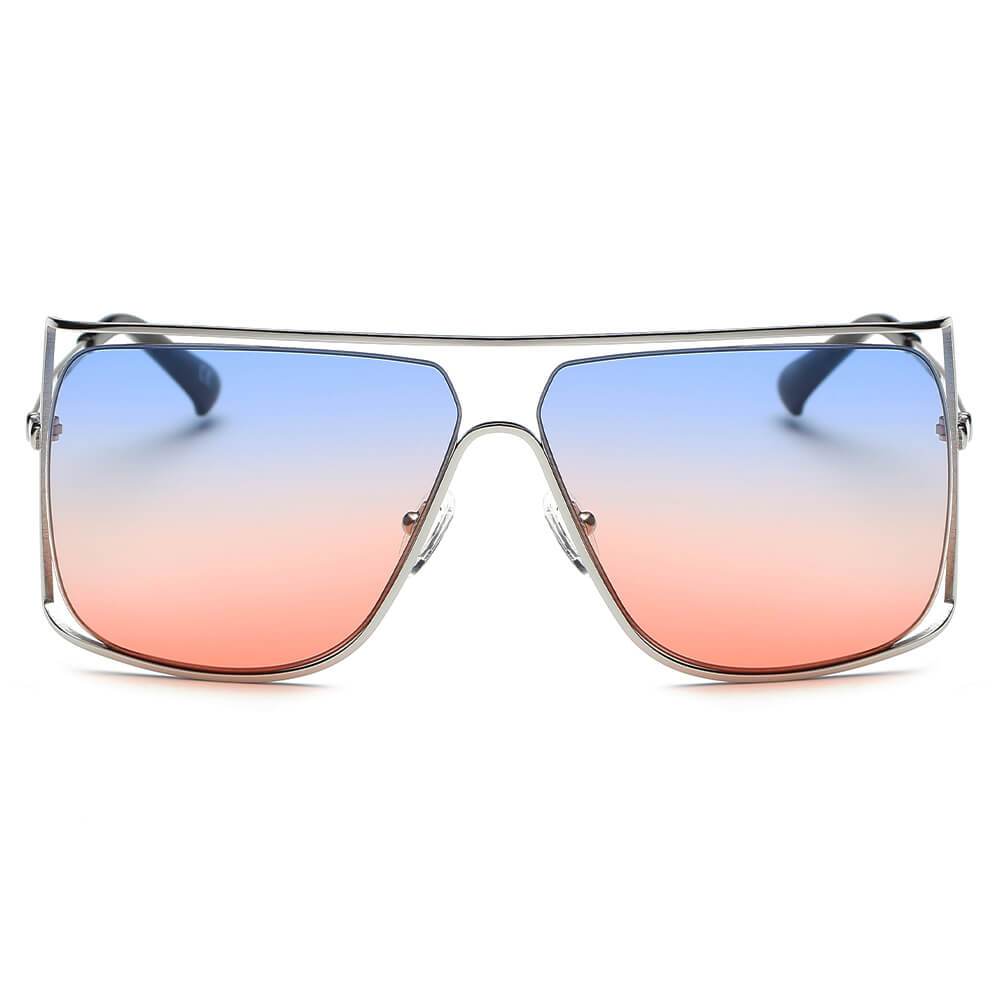 Hamel | CA01 - Women's Trendy Oversize Flat Top Metal Frame Sunglasses - 5 COLORS -