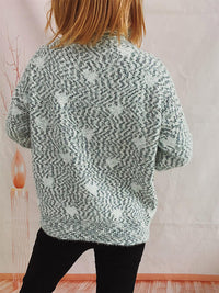 Thumbnail for Heart Heathered Turtleneck Drop Shoulder Sweater - 1 OVERSIZE - T - 4 COLORS -