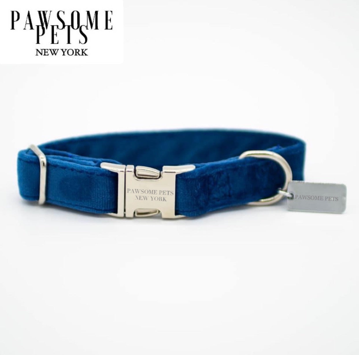 Dog & Cat Collar - Dark Blue Velvet -