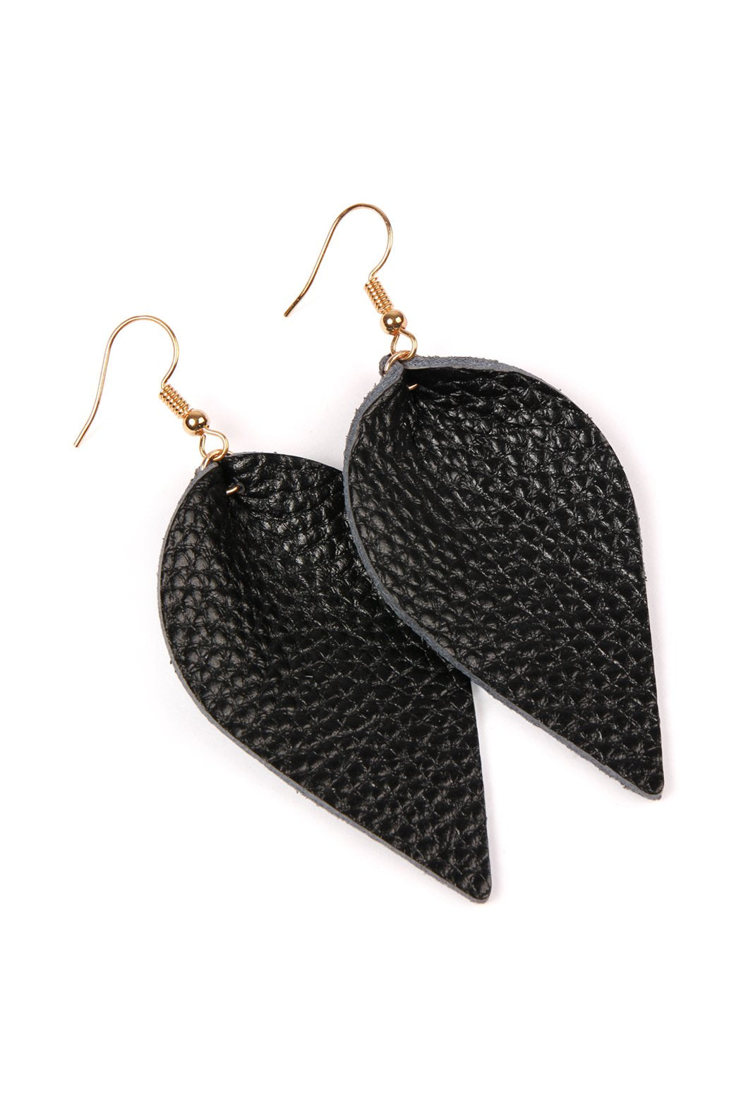 Teardrop Shape Pinched Leather Earrings - 18 COLORS -