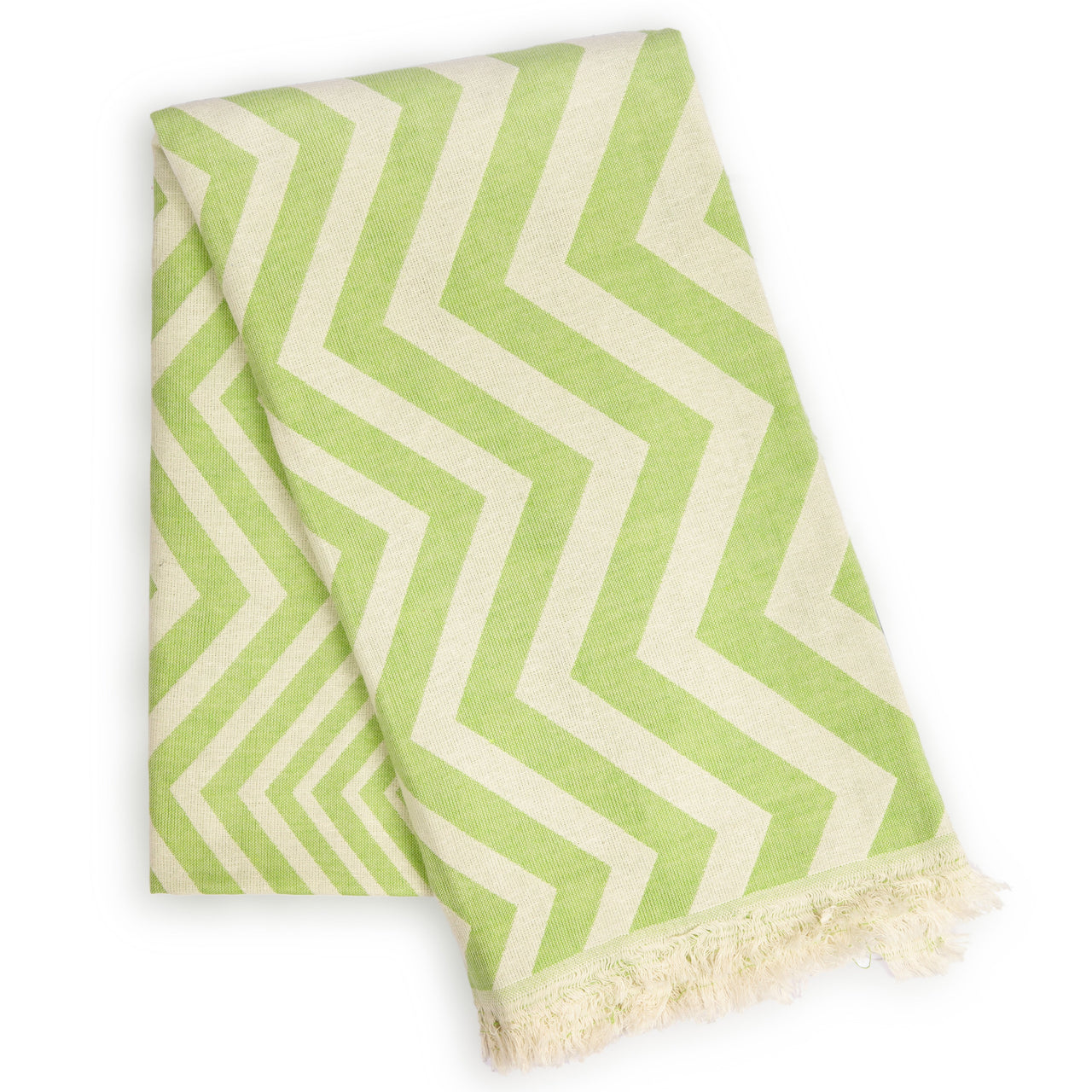 Hilana Upcycled Cotton - Mersin Chevron Towel / Blanket  - Green - 1 COLOR -