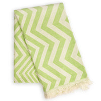 Thumbnail for Hilana Upcycled Cotton - Mersin Chevron Towel / Blanket  - Green - 1 COLOR -