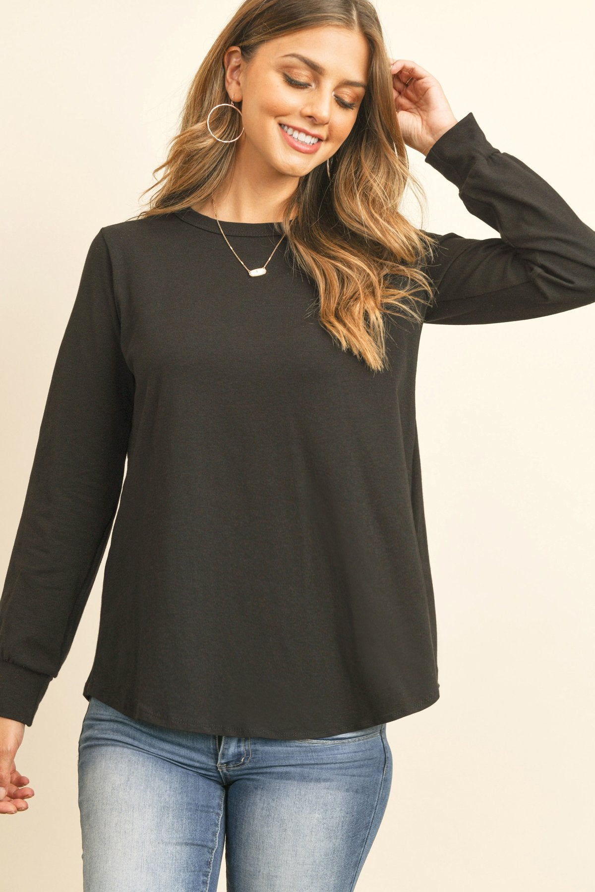 Riah Fashion - Long Sleeve Round Neck Solid Top - 17 COLORS -