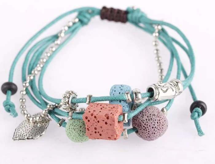 Lava Stone Essential Oil Bracelet - Teal Lava Charms -