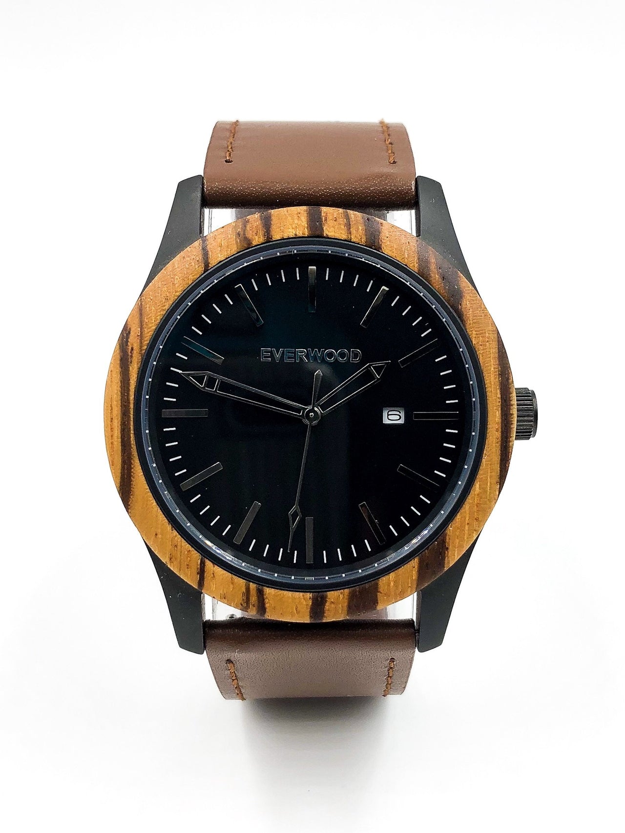 Everwood - Inverness - Zebrawood & Brown Leather -