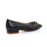 Thumbnail for Tassel Leather Square Toe Ballerina (Black)