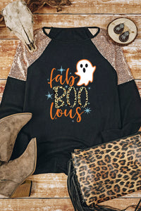 Thumbnail for Ghost Graphic Sequin Long Sleeve T-Shirt - T - 1 COLOR -