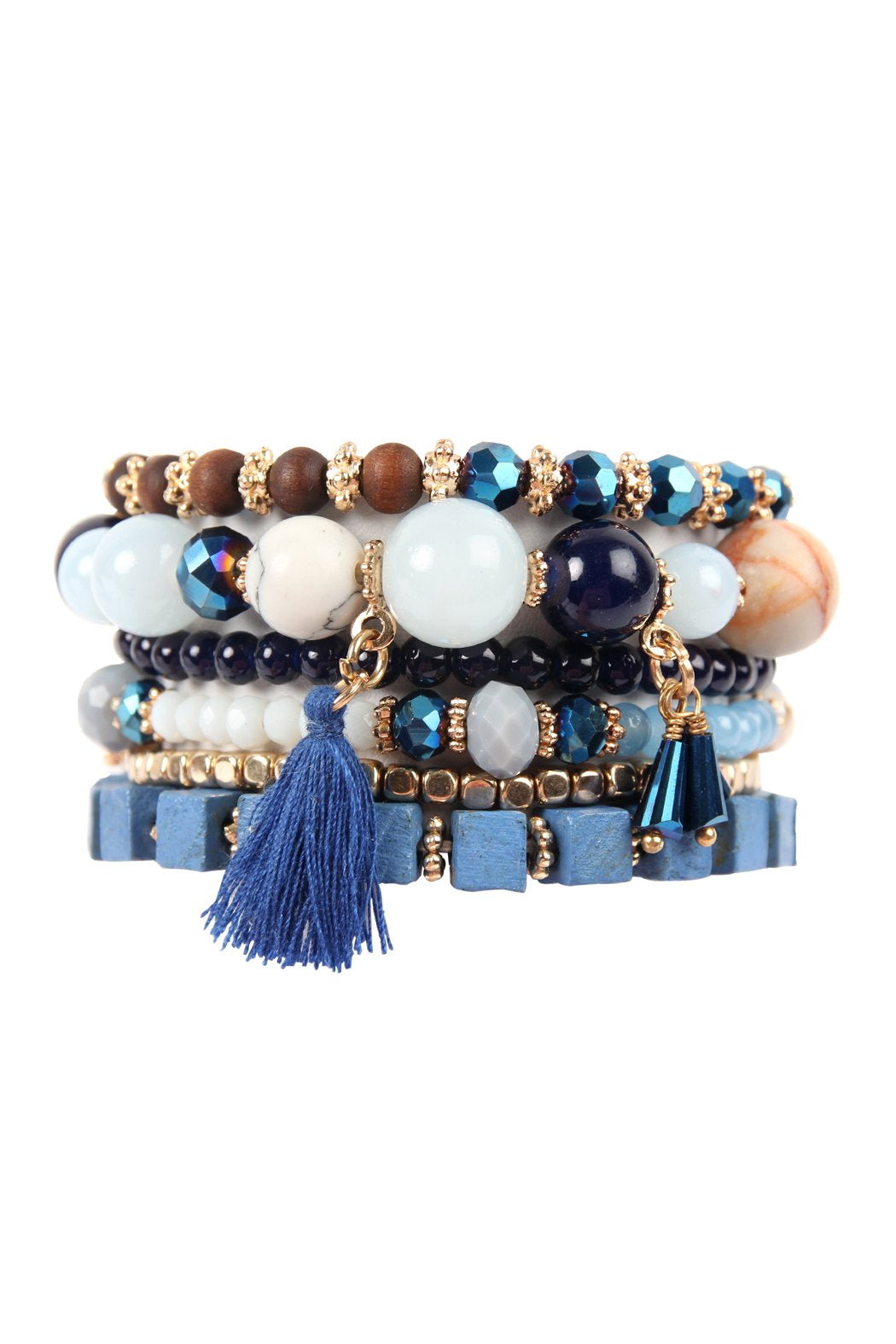 Riah Fashion - Charm Stack Bracelet - 4 COLORS -