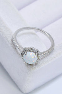 Thumbnail for Platinum-Plated 4-Prong Opal Ring - T - SIZES 5 THRU 10 - 1 COLOR -