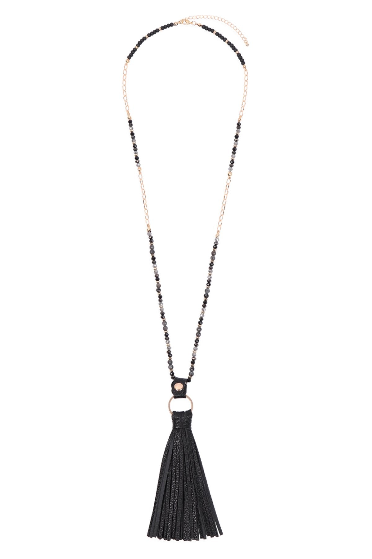 Riah Fashion - Leather Tassel Necklace - 8 COLORS -