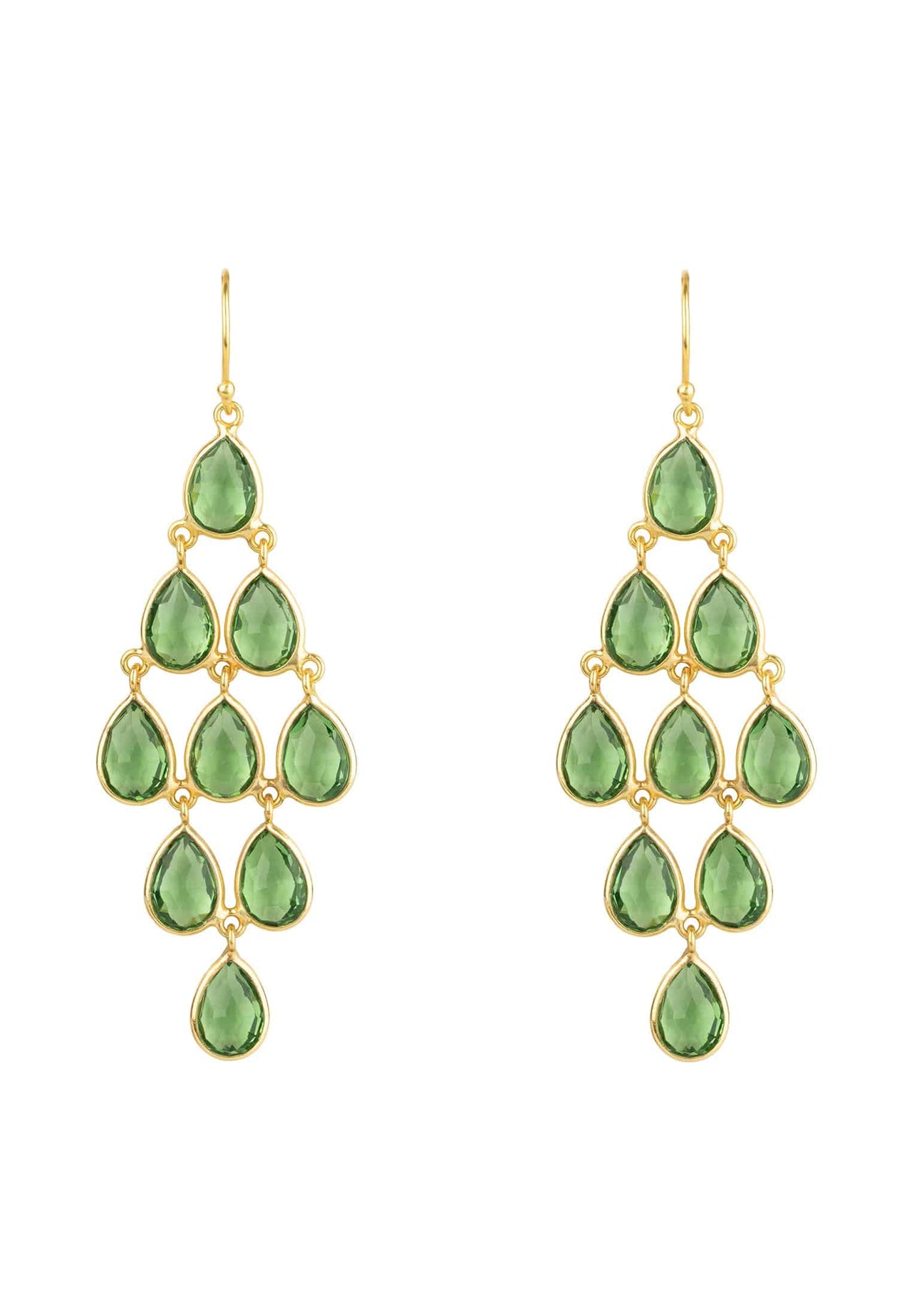 LATELITA - Erviola Gemstone Cascade Earrings Gold Peridot -