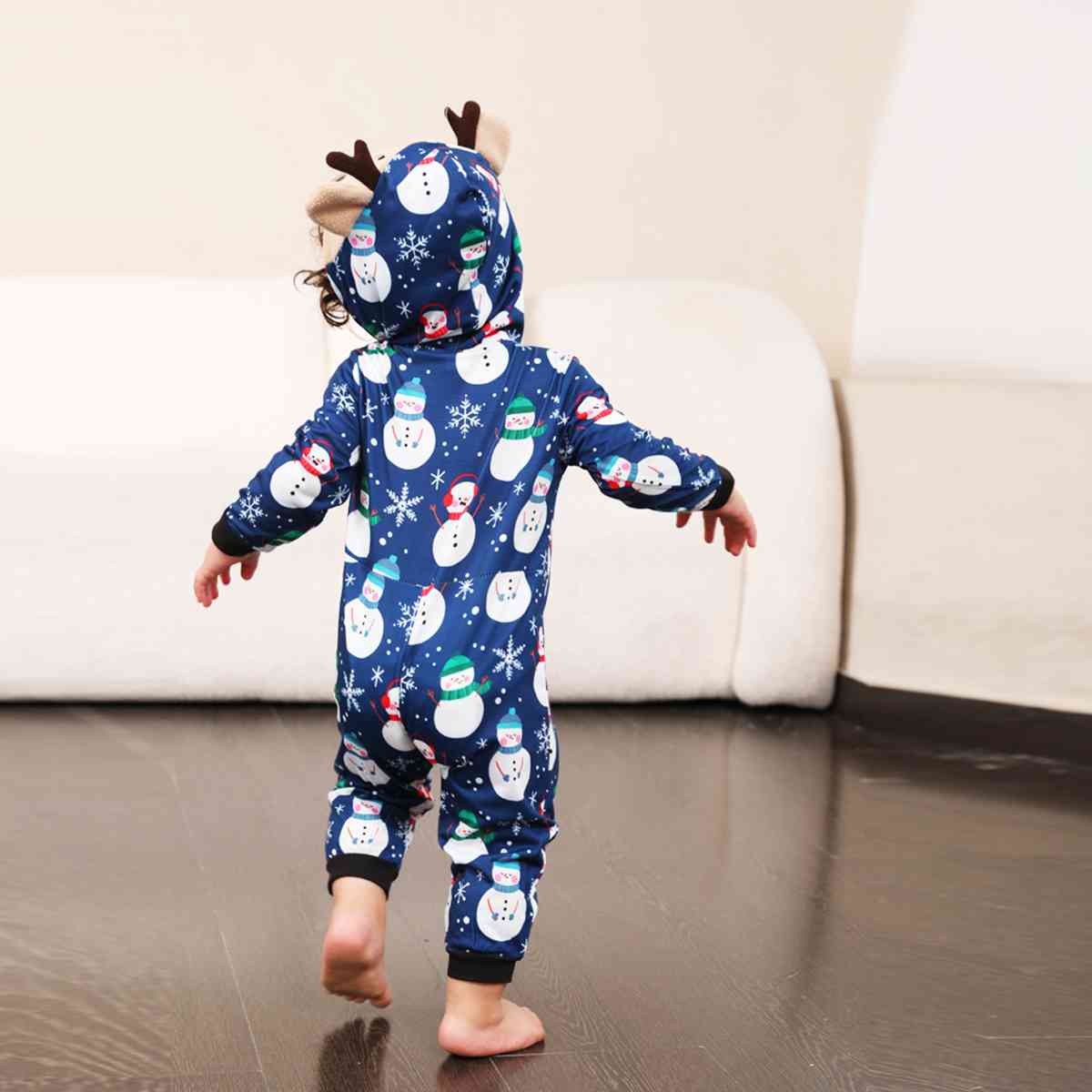 BABY Snowman Print Hooded Jumpsuit - T -