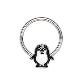 316L Stainless Penguin Snap-In Captive Bead Ring / Septum Ring -