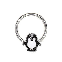 Thumbnail for 316L Stainless Penguin Snap-In Captive Bead Ring / Septum Ring -