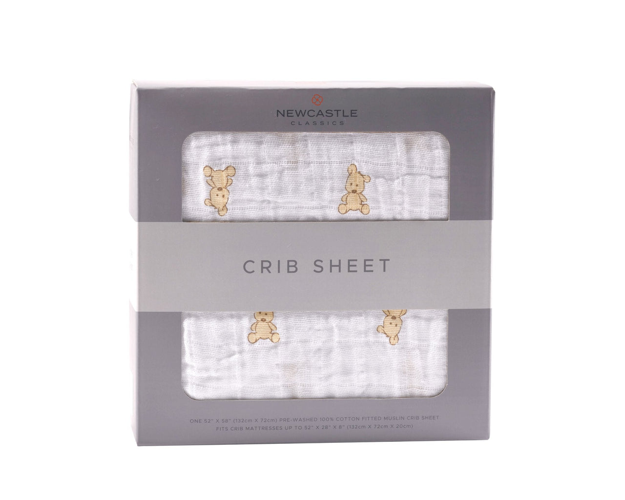 Newcastle - Teddy Bear Cotton Muslin Crib Sheet -