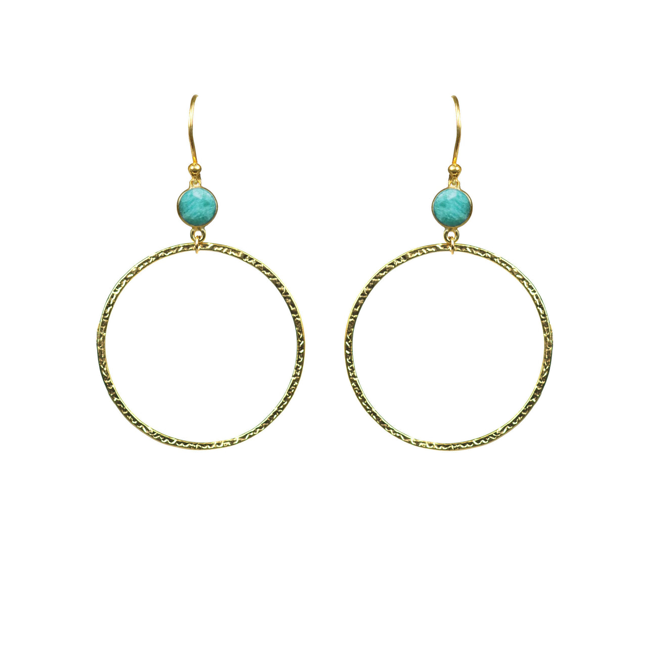 Gena Myint - Amazonite Bezel Circle Earrings -