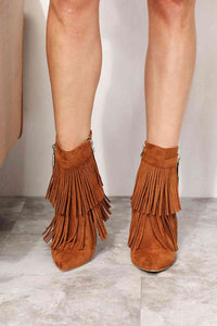 Thumbnail for Faux Suede Legend Women's Tassel Wedge Heel Ankle Boots - T - 1 COLOR -