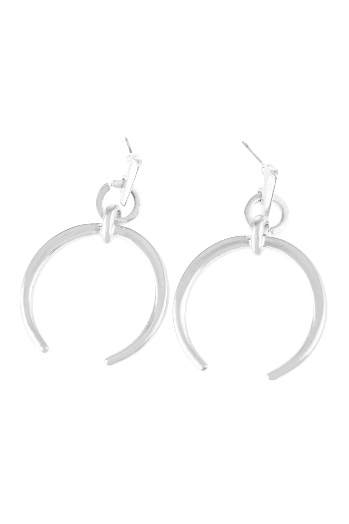 Crescent Moon Link Post Earrings - 2 FINISHES -