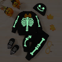 Thumbnail for Skeleton Pattern Round Neck Sweatshirt and Bone Pattern Pants Set - 3 PCS. - T - 1 COLOR -