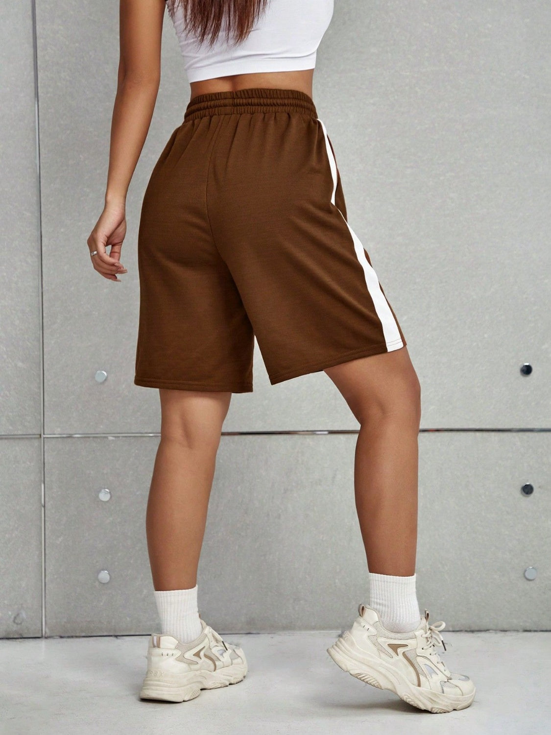 Drawstring Elastic Waist Shorts - T - 1 COLOR -