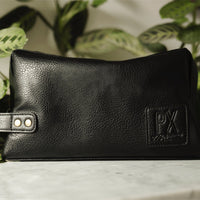 Thumbnail for PX - Black Fletcher Vegan Leather Dopp Kit - 1 COLOR -