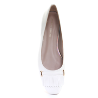 Thumbnail for Tassel Leather Square Toe Ballerina (White)