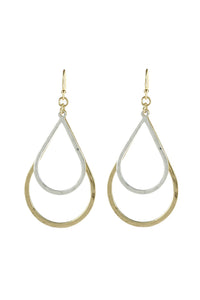 Thumbnail for Double Open Teardrop Dangle Hook Earrings - 2 FINISHES -