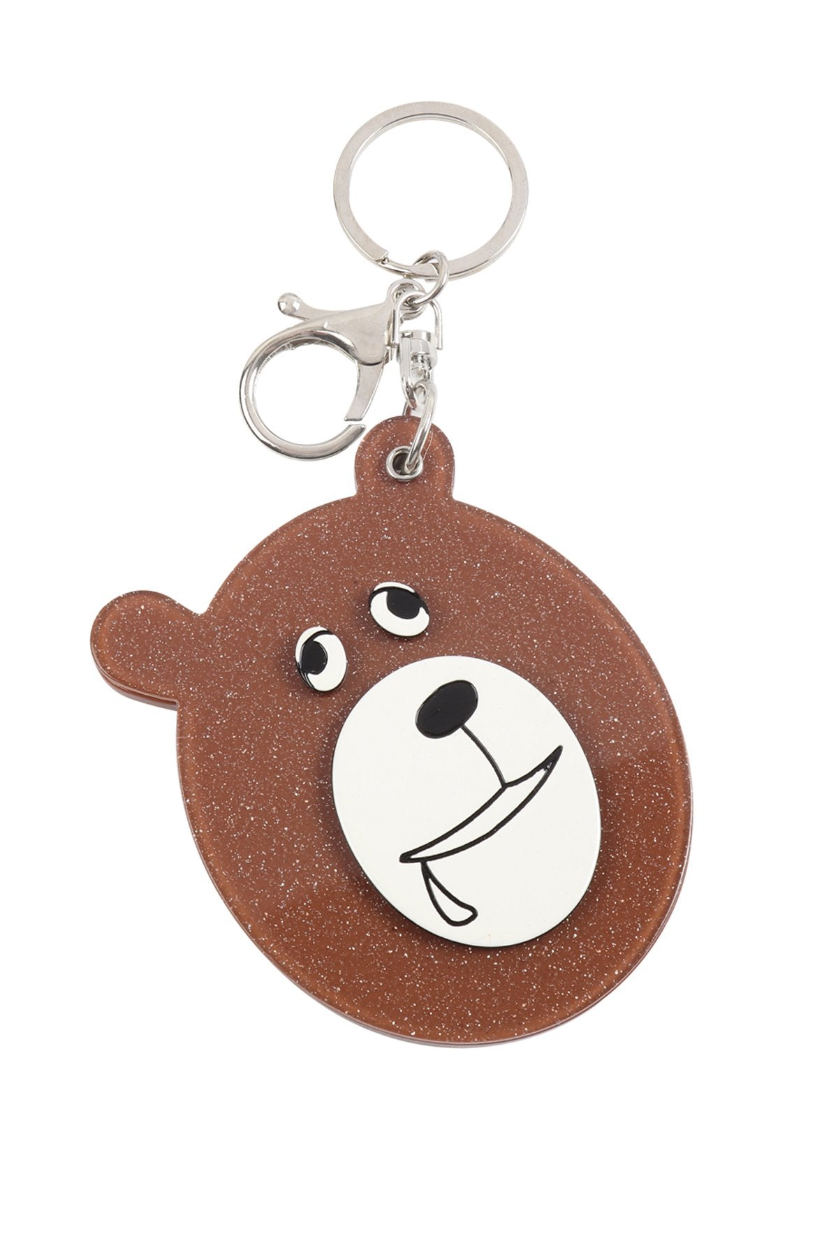 Riah Fashion - Black and Brown Assorted Drooly Bear With Mirror Keychain - 2 COLORS -