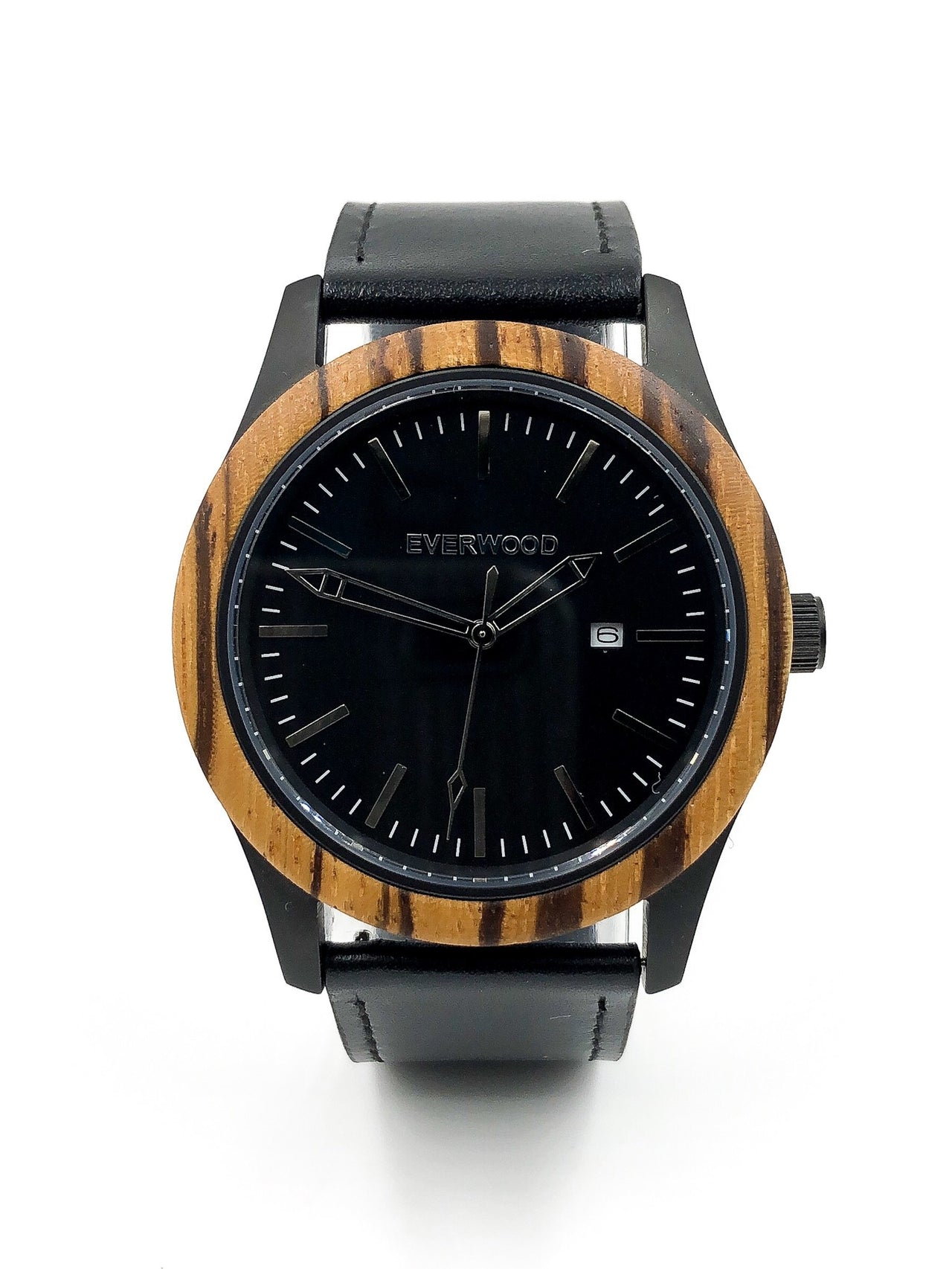 Everwood - Inverness - Zebrawood & Black Leather -