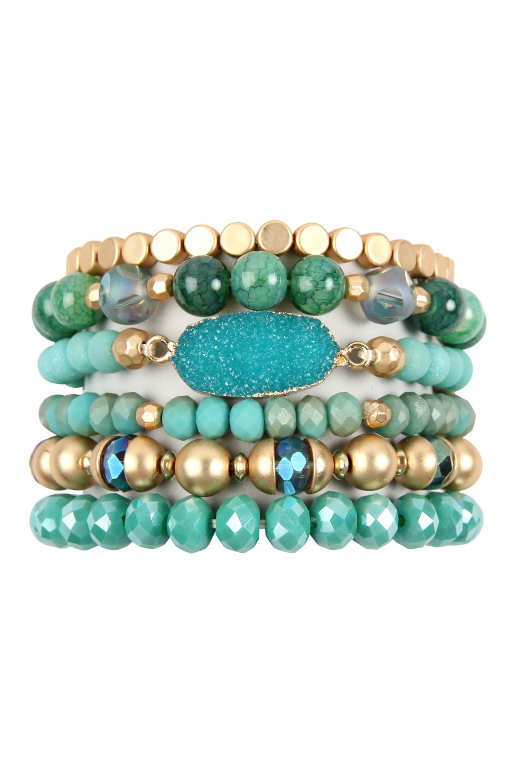 Riah Fashion - Multi Line Druzy Stone Charm Bracelet - 6 COLORS -