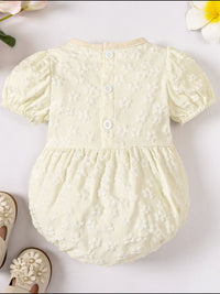 Thumbnail for Baby Girl Floral Bow Detail Round Neck Bodysuit - T - 5 SIZES - 1 COLOR -