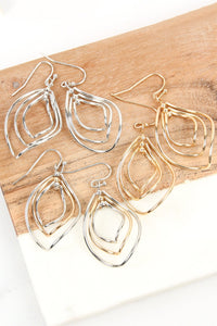 Thumbnail for Wire Hammered Marquise Hook Earrings - 3 FINISHES -