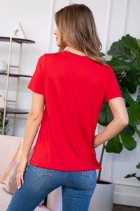 Thumbnail for Riah Fashion - Short Sleeve Star Pocket Top - 4 COLORS