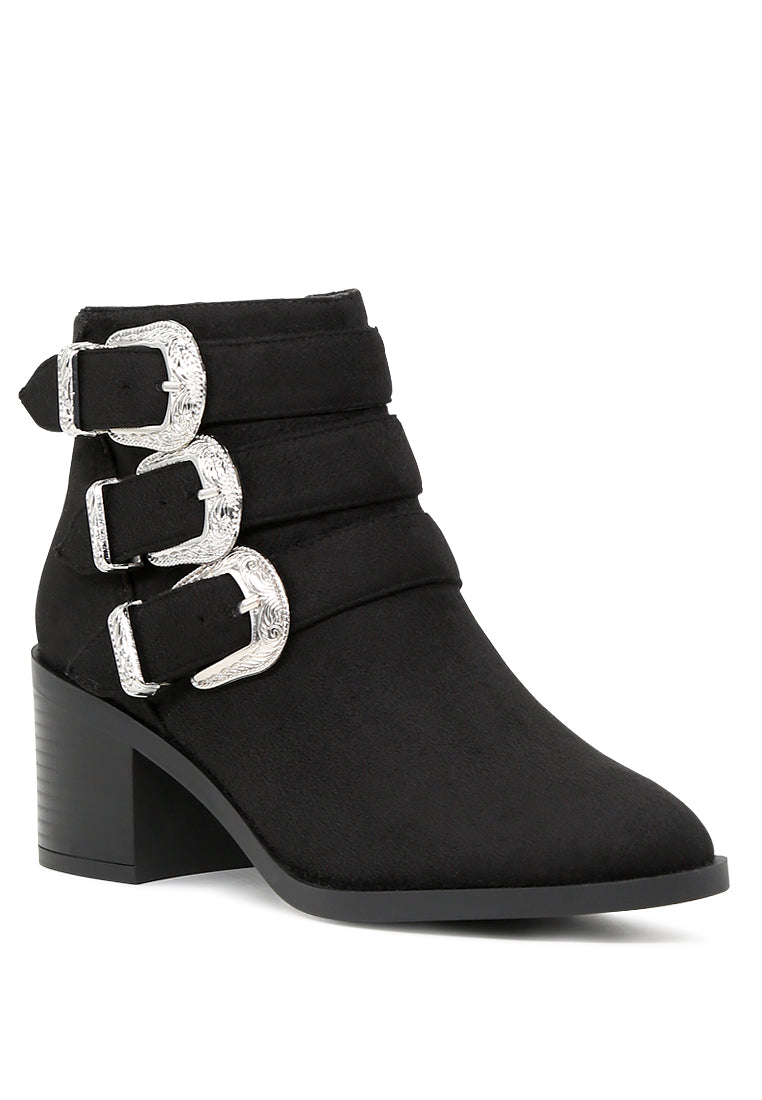 London Rag - Goth Big Buckle Ankle Boots - 1 COLOR -