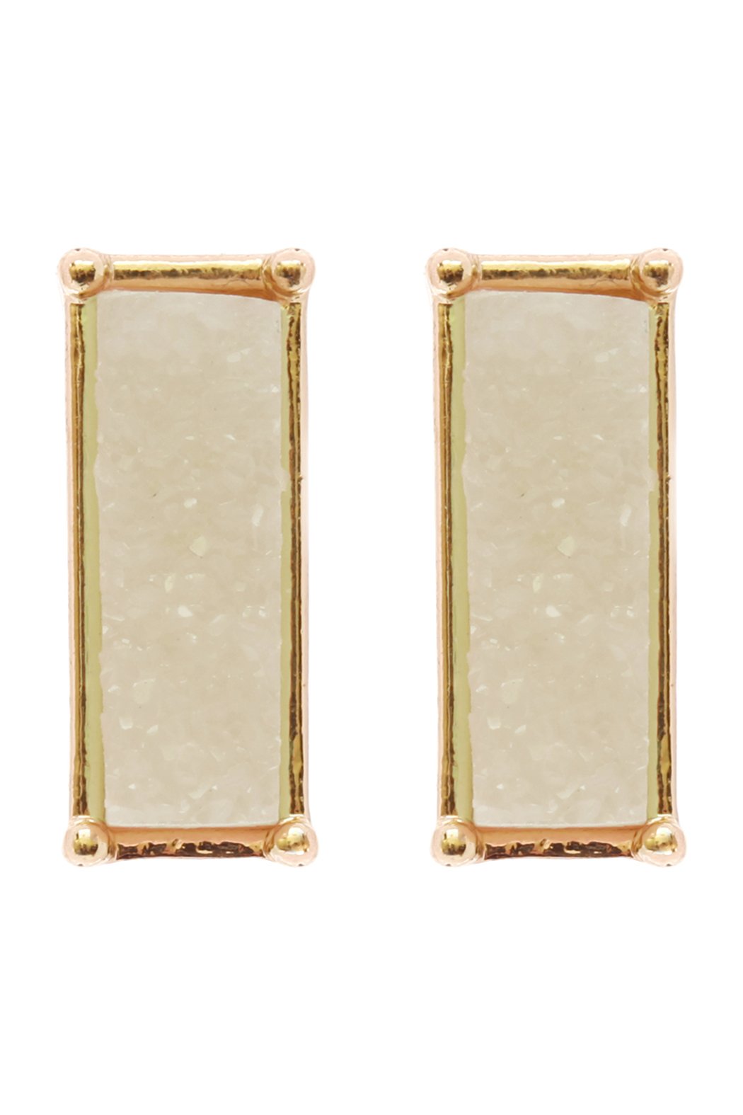 Riah Fashion - Druzy Square Geometric Post Earrings - 4 COLORS -