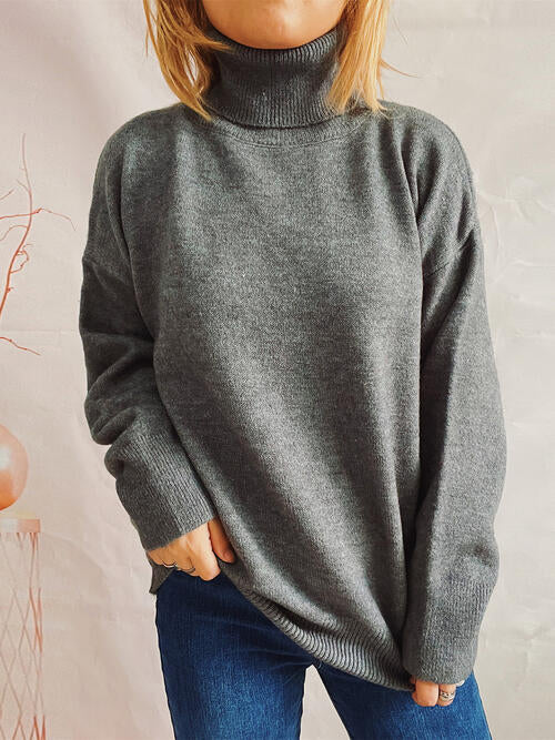 Turtleneck Long Sleeve Sweater - 1 OVERSIZE - T - 6 COLORS -