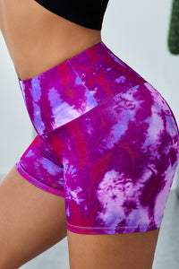 Thumbnail for Tie-Dye Wide Waistband Yoga Shorts - T - 1 COLOR -