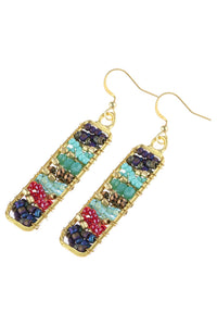 Thumbnail for Riah Fashion - Rectangle Glass Beads Hook Drop Earrings - 4 COLORS