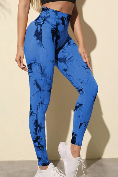 Printed High Waist Active Leggings - T - 5 COLORS -