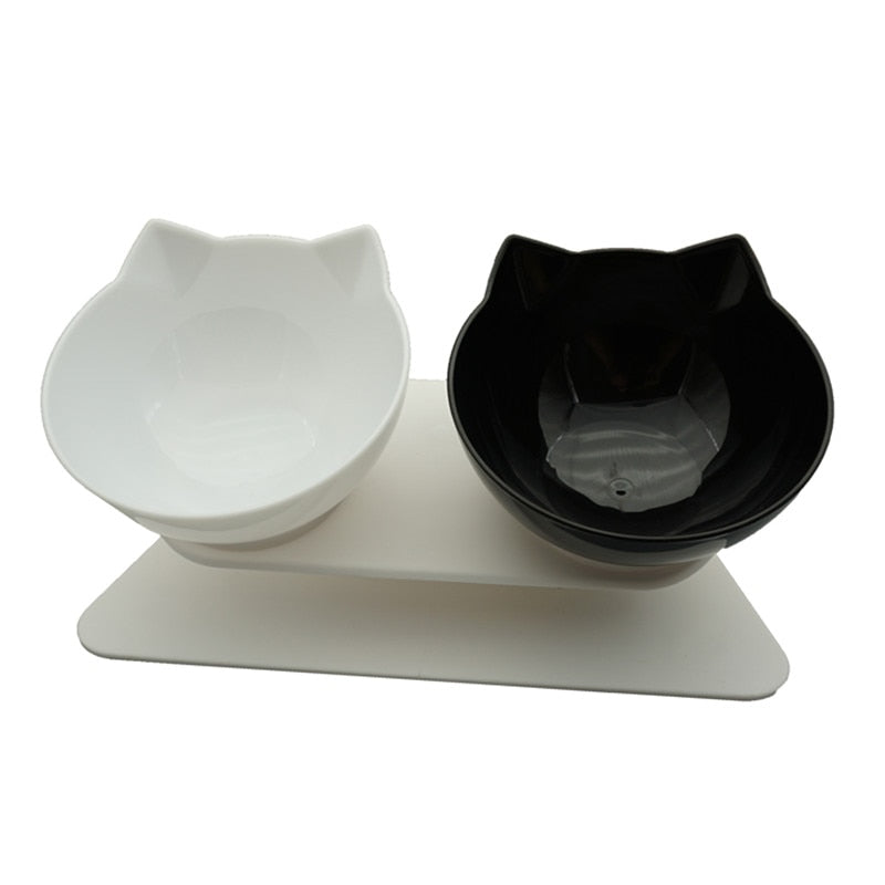 Non-Slip Double Cat shaped Bowl  With Stand - Pet Feeder & Water Bowl - [11 DAY DELIVERY] - COLORED OR TRANSPARENT - SINGLE OR DOUBLE - 14 OPTIONS -