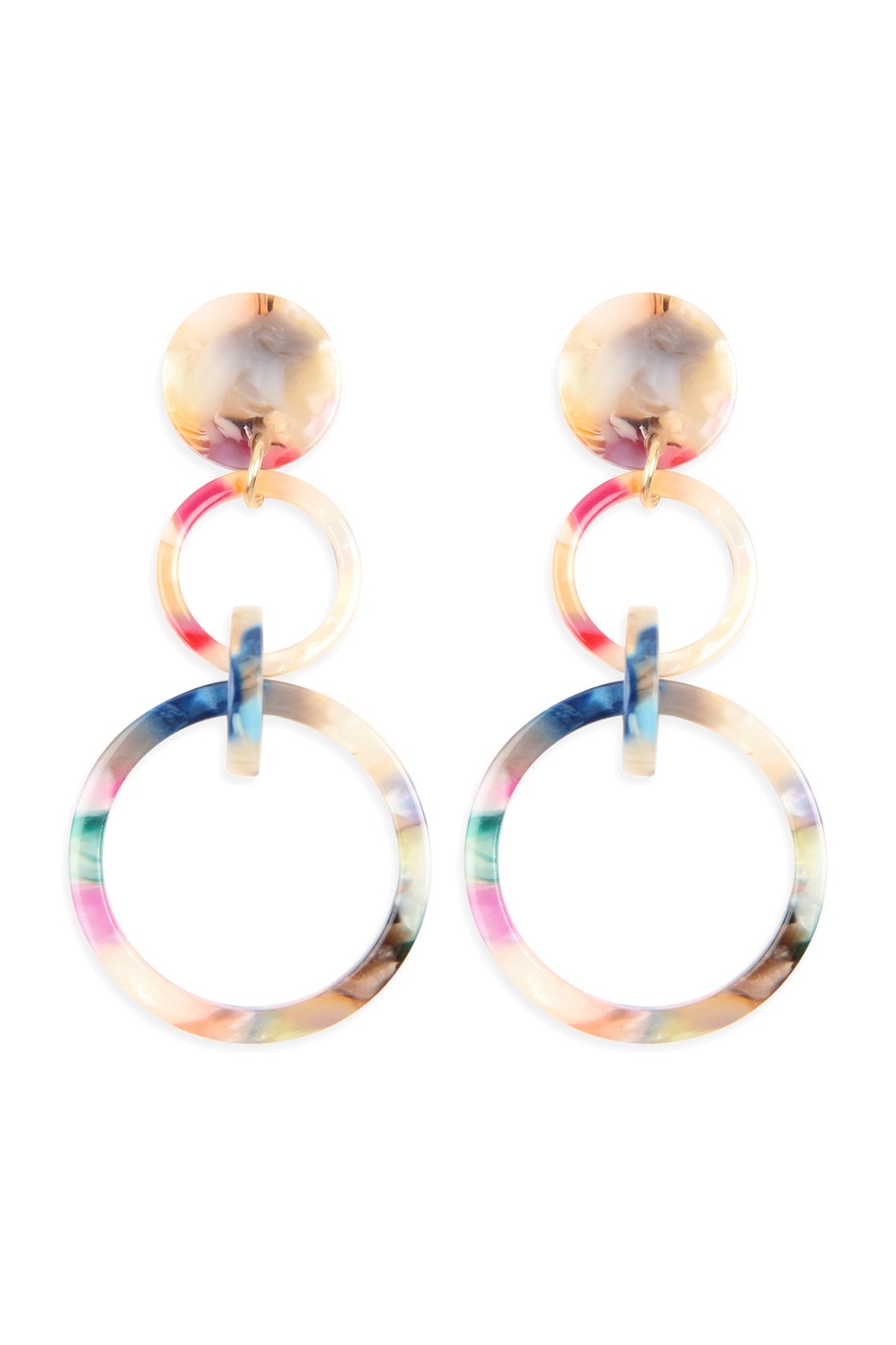 Linked Hoop Acetate Dangle Earrings - 7 COLORS -