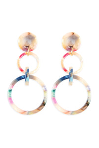 Thumbnail for Linked Hoop Acetate Dangle Earrings - 7 COLORS -