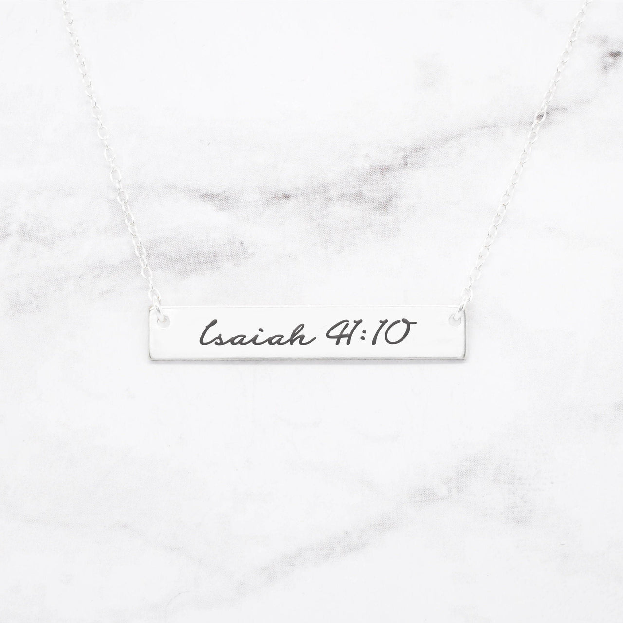 Isaiah 41:10 Necklace - Rose Gold Bar Necklace -